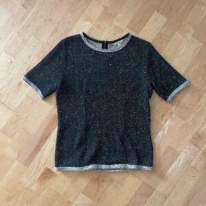 🩶CABI black/silver/gray short sleeve knit top